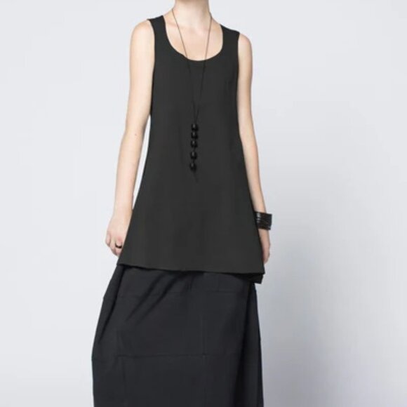 Kaliyana Long Tank in Black 100% cotton Women   size 3 /X/XL - Picture 1 of 7